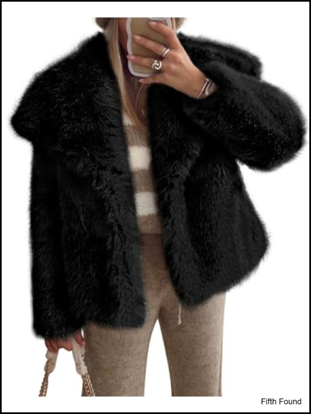 Women's Faux Fur Long Sleeve Button Lapel Winter Coat with Pockets